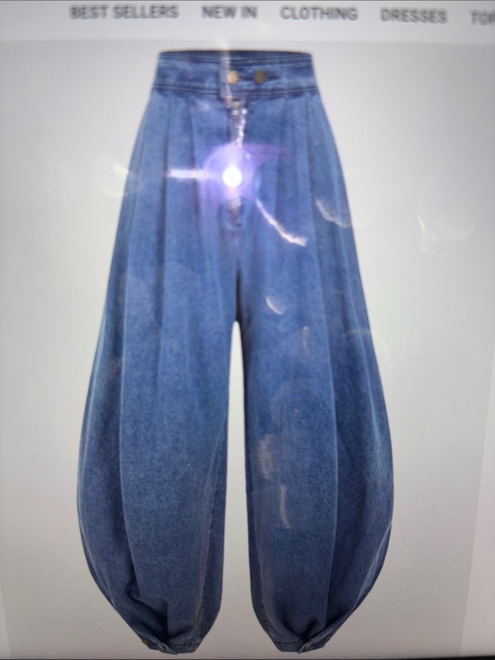 High-Rise Blue Wide-Leg Balloon Jeans